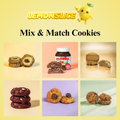 Promotional image for Lemonslice mix and match cookies with various cookie types and Nutella jar on a yellow background.